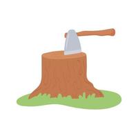 stump with ax vector