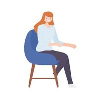 girl sitting on chair vector