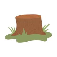 tree stump on grass vector