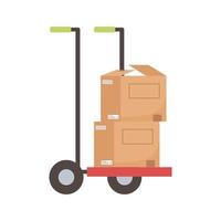 logistic packages handcart vector