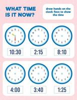 Time worksheet practice print page vector