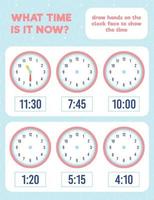 Time worksheet practice print page vector