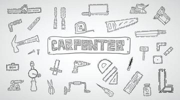 Iconos de herramientas de carpintería dibujados a mano ilustración vectorial vector