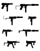 submachine machine hand gun weapons stock vector illustration isolated on white background