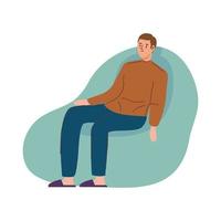 man seated in sofa vector