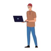 man using laptop vector