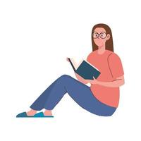 woman reading book vector