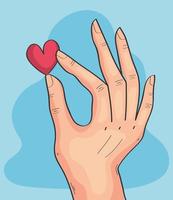 hand lifting heart vector