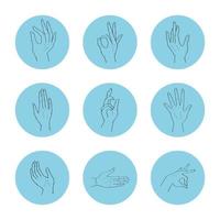 hands nine expressions vector