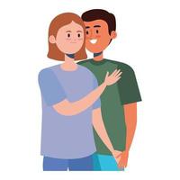 interracial couple characters vector