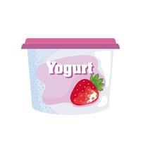 pote de yogur de fresa vector