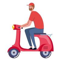 courier driving motorcycle vector