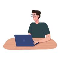 man using laptop vector