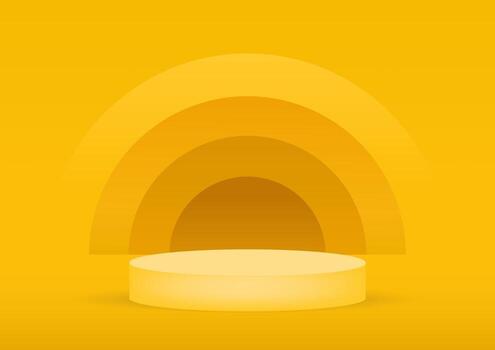 Empty podium studio yellow background for product display with copy space vector