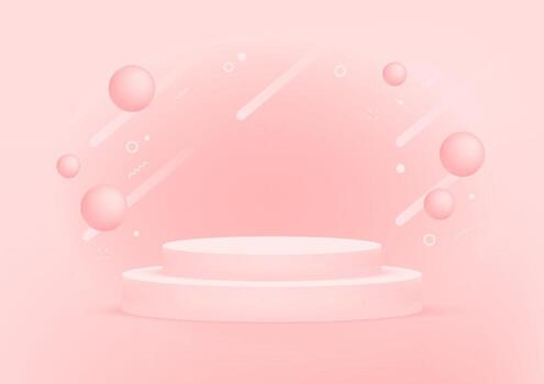 Empty podium studio pink background for product display with copy space vector