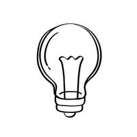 icono de estilo de doodle de idea de luz de bombilla vector