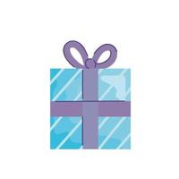 blue gift box present acuarela birthday icon vector