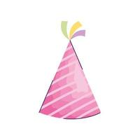 pink birthday celebration hat acuarela style vector