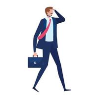 elegant businessman worker with portfolio character vector