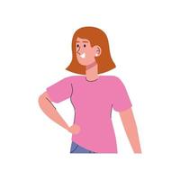 beautiful sexy girl with pink shirt character vector