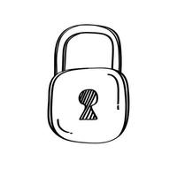 padlock secure doodle style icon vector