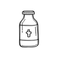 bottle drugs doodle style icon vector
