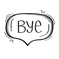bocadillo de diálogo con la palabra adiós icono de estilo de doodle de redes sociales vector
