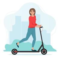 Woman on Electric Scooter vector