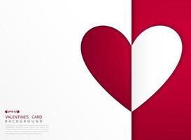 Abstract Valentine's Day card with heart in red and white gradient background cover. vector