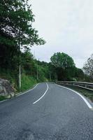 road with green trees in the mountain photo