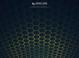 Abstract gradient hexagonal technology on yellow background cover decoration design. vector