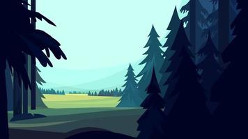 bosque de coníferas en estilo de dibujos animados vector