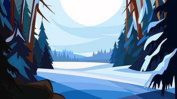 Winter spruce forest vector