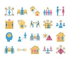 bundle of distance social set icons vector