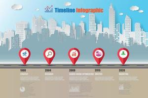 mapa de carreteras de negocios línea de tiempo infografía ciudad vector
