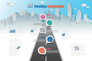 Business roadmap timeline infographic city vector