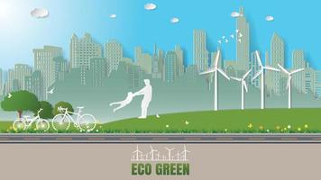 Green sustainable renewable energy technology vector