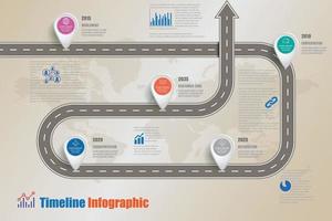 iconos de infografía de línea de tiempo de hoja de ruta empresarial vector