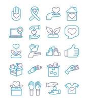 paquete de iconos de caridad y solidaridad vector