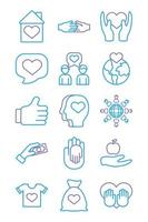 bundle of charity and solidarity icons vector