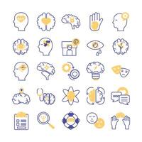 bundle of mental health set icons vector