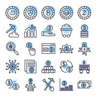 bundle of crypto currency icons line style vector