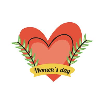 international womens day lettering in ribbon with heart