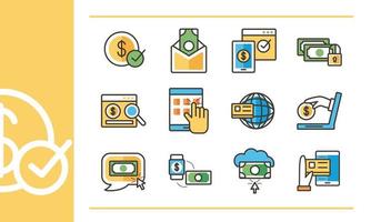 bundle of online banking set icons vector