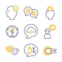 bundle of mental health set icons vector