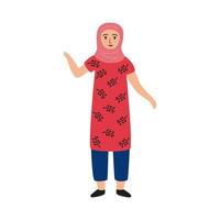 personaje de avatar de mujer musulmana de pie vector