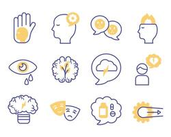 bundle of mental health set icons vector
