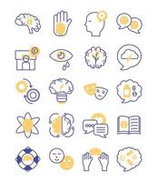 bundle of mental health set icons vector