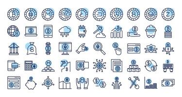 bundle of crypto currency icons line style vector