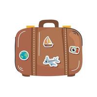 suitcase with stickers vector